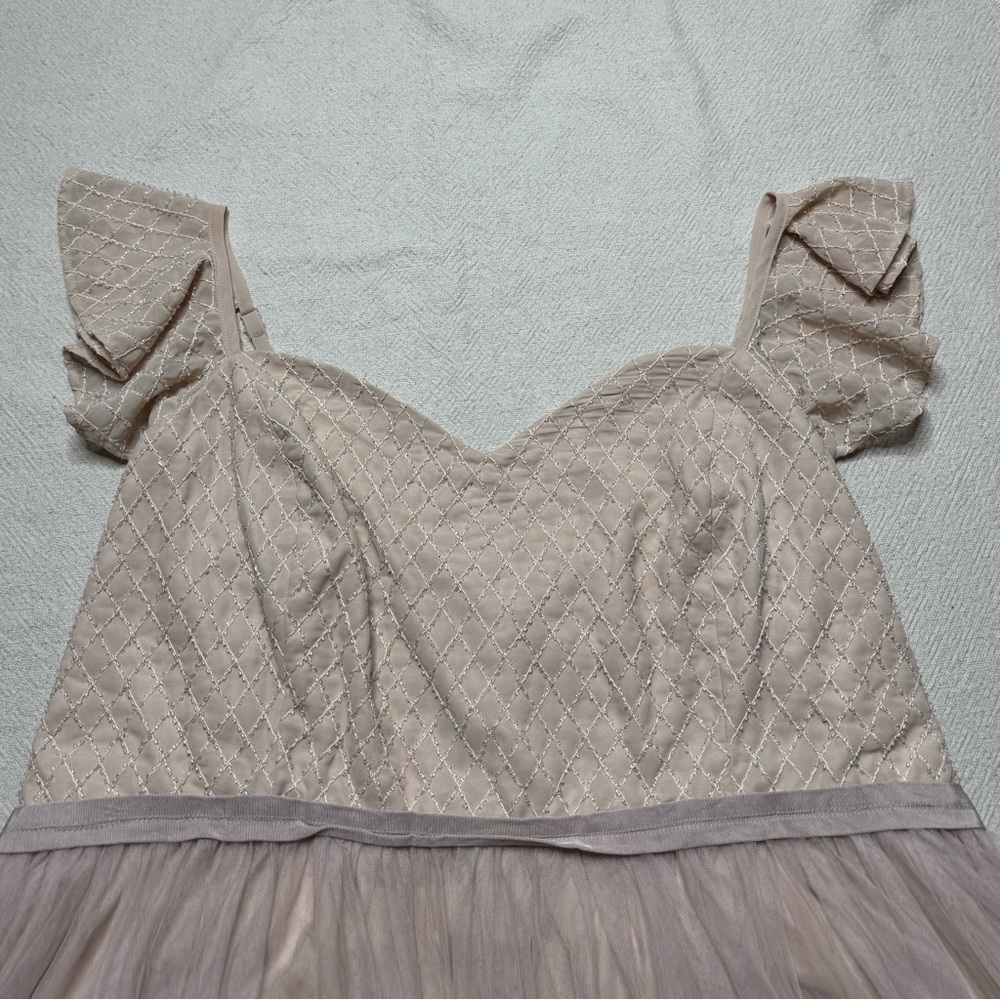 City Chic Tender Kiss Blush Pink Beaded Ballet Tutu Midi Dress w Cape 24 - Picture 5 of 9